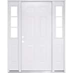72 in. x 80 in. Element Series White Primed Right-Hand 6-Panel Steel Prehung Front Door with 16 in. 3-lite Sidelites