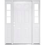 72 in. x 80 in. Element Series 6-Panel White Primed Steel Prehung Front Door with 16 in. 3 Lite Sidelites RH