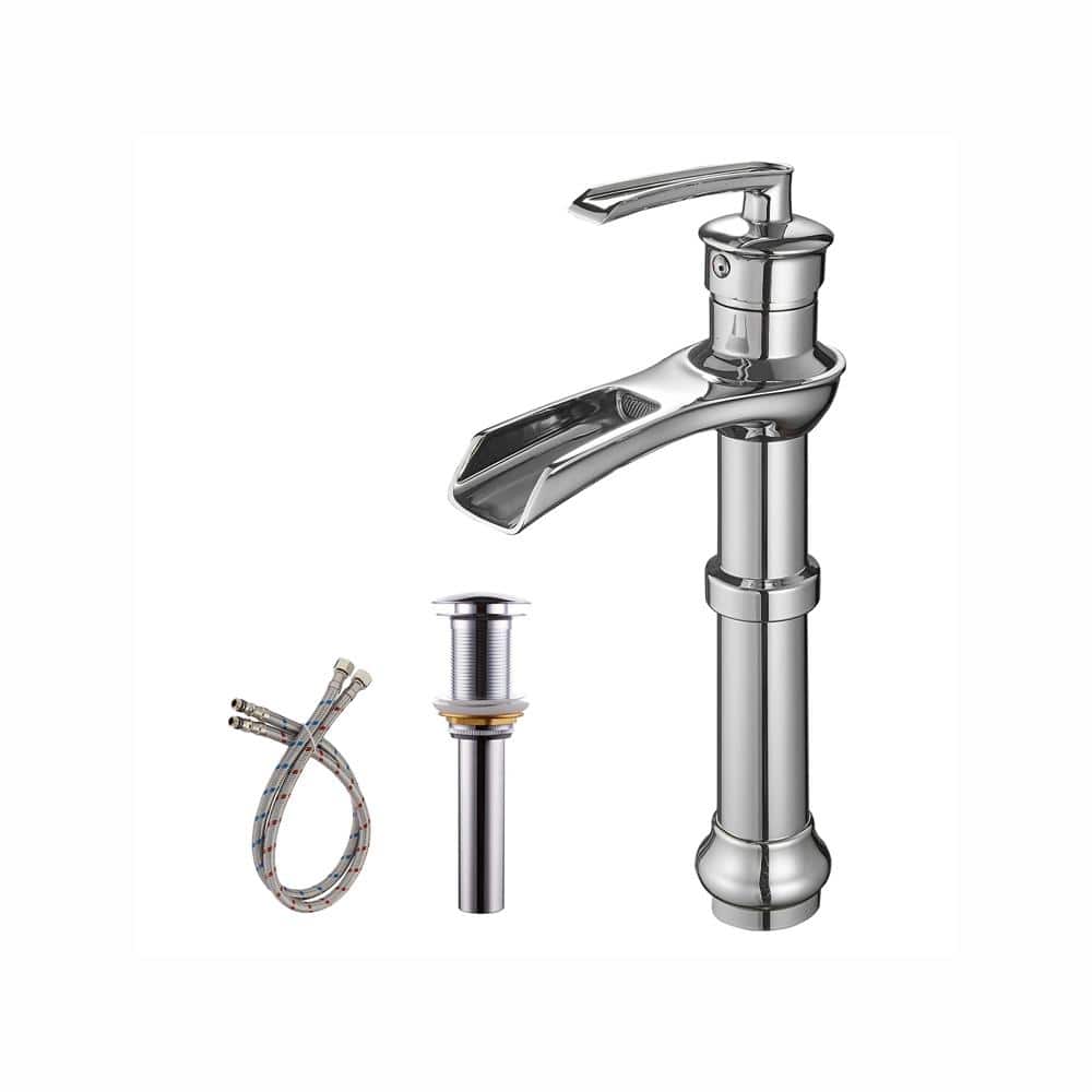 FORCLOVER Single Handle Waterfall Single Hole Bathroom Vessel Sink