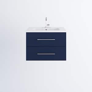 Napa 30 in. W x 20 in. D Single Sink Bathroom Vanity Wall Mounted In Navy Blue with Acrylic Integrated Countertop