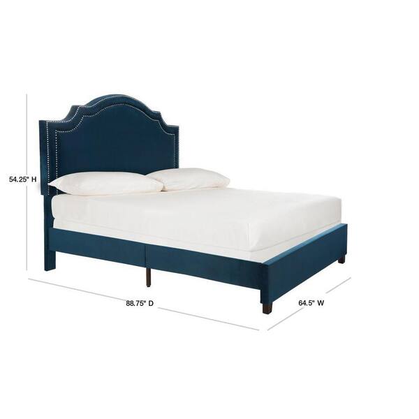 SAFAVIEH Theron Navy Queen Bed FOX6211E-Q - The Home Depot