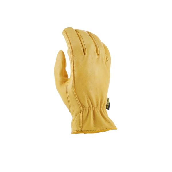 YELLOW/BLACK PADDED SOFT GOLD DEER GRAIN LEATHER WORK SAFETY GLOVES 1 Pair