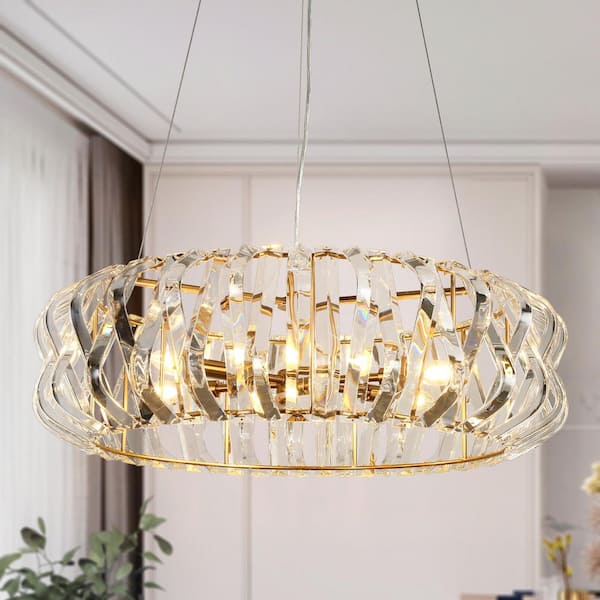 Eurydamas 6-Light Plating Brass Circle Chandelier with Crystal Accents