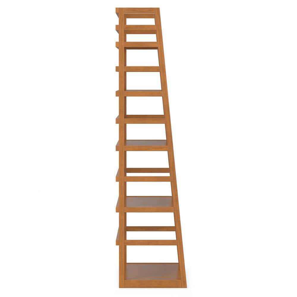 Acadian Solid Wood 63'' Ladder Shelf in Light Golden Brown