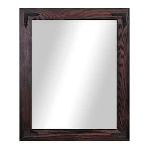 (33 in. W x 30 in. H) Black Cherry Hardwood Rectangle Mirror with Decorative Corner Bracket