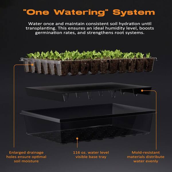 TONYFUL 60-Cell Seed Starter Tray With Grow Light & Humidity Dome - Indoor Gardening Kit