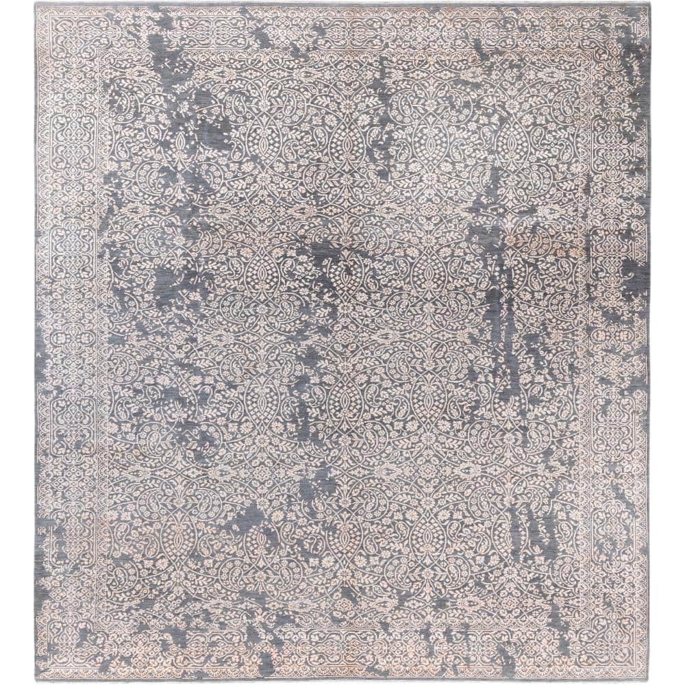 Ikat Gray 9 X 12 Hand-Knotted Wool Silk Indoor Area Rug price history on PriceWatchPro