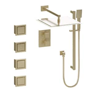 ZLINE Crystal Bay Thermostatic Shower System with Four Body Jets in Champagne Bronze (CBY-SHS-T3-CB)