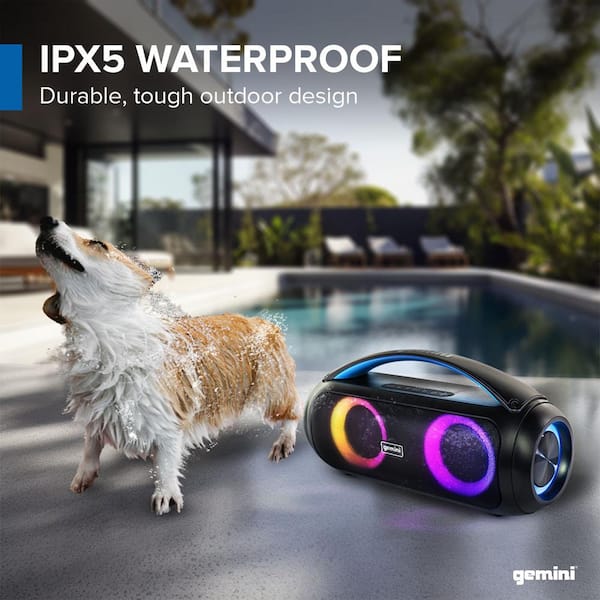 Gemini Portable 50-Watt Bluetooth Speaker Dual 3 in. Woofers and