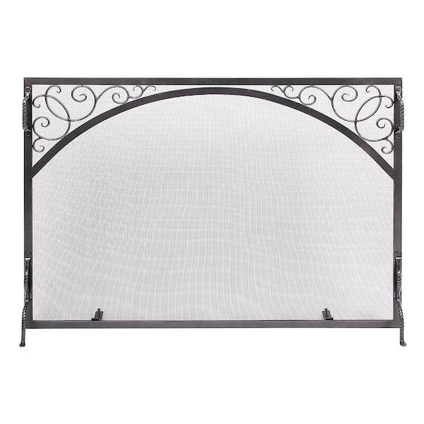 ACHLA DESIGNS 44 in. L Graphite 1-Panel Sterling Flat Fireplace Screen