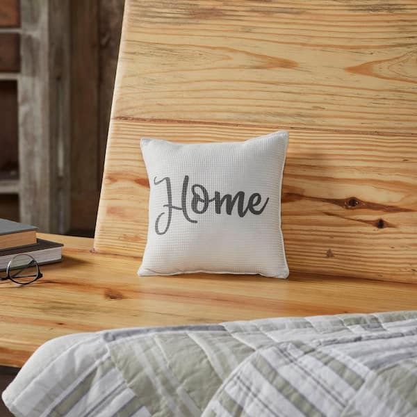 VHC Brands Finders Keepers Soft White Ash Grey Farmhouse Home 9 in. x 9 in. Throw Pillow