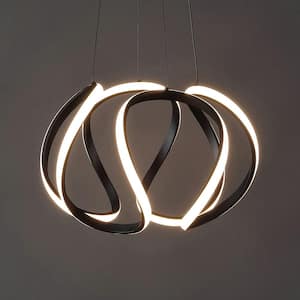 Euphoria 18.5 in. 1-Light Black Contemporary Designer Aluminum/Iron Scribble Integrated LED Pendant Light
