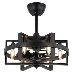 Rocca 18in. indoor Modern Black Spacecraft-inspired Ceiling Fan with Lights, 6-Lights Reversible Ceiling Fan w/Remote