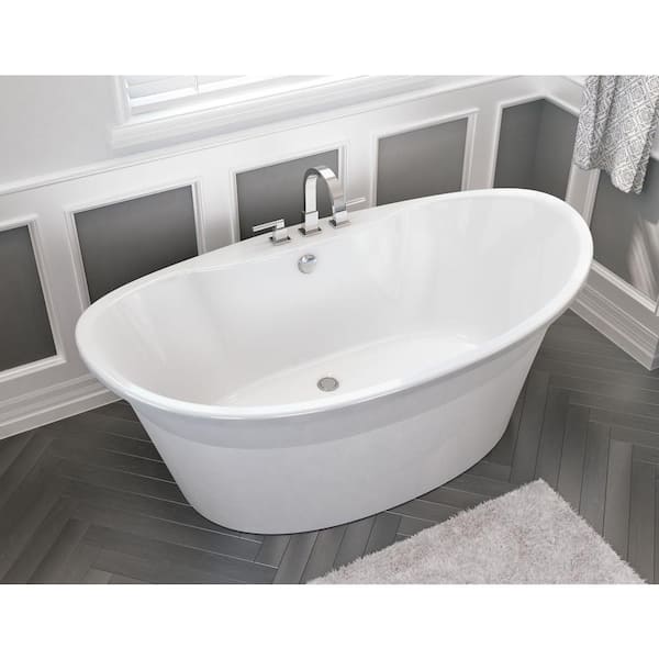 Orchestra 66 in. Fiberglass Center Drain Non-Whirlpool Flatbottom Freestanding Bathtub in White
