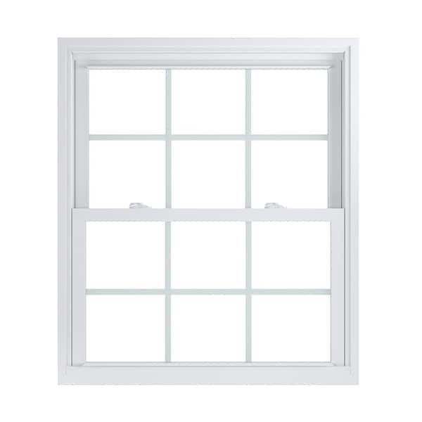 American Craftsman 35.75 in. x 41.25 in. 70 Pro Series Low-E Argon Glass Double Hung White Vinyl Replacement Window with Grids, Screen Incl