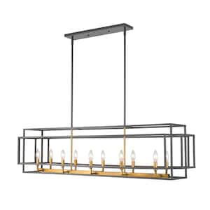 Titania 10-Light Bronze Plus Olde Brass Chandelier with No Shade