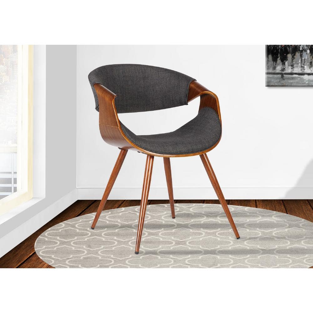 Charcoal Upholstered Faux Leather Mid-Century Modern Side Chair