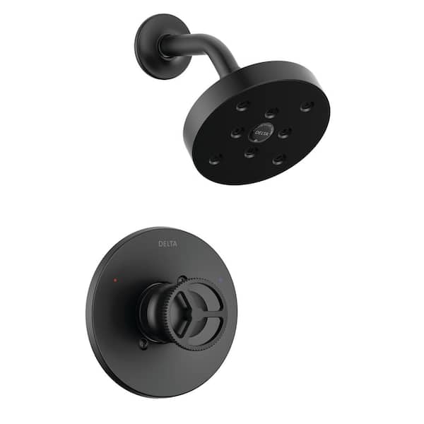 Delta Trinsic Wheel 1-Handle Wall Mount Shower Faucet Trim Kit in Matte Black (Valve Not Included)