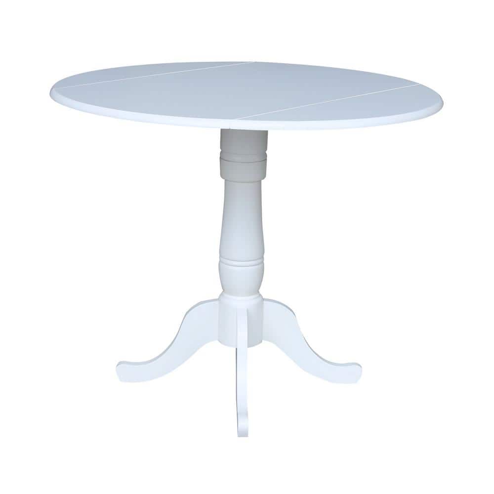 Farmhouse White Wood Round Extendable Counter Height Table