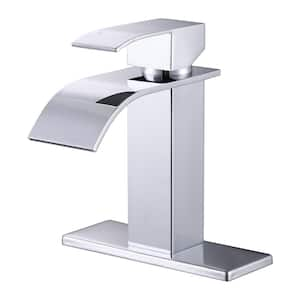 Single Handle Single Hole Bathroom Faucet with Deckplate Included and Supply Lines in Polished Chrome