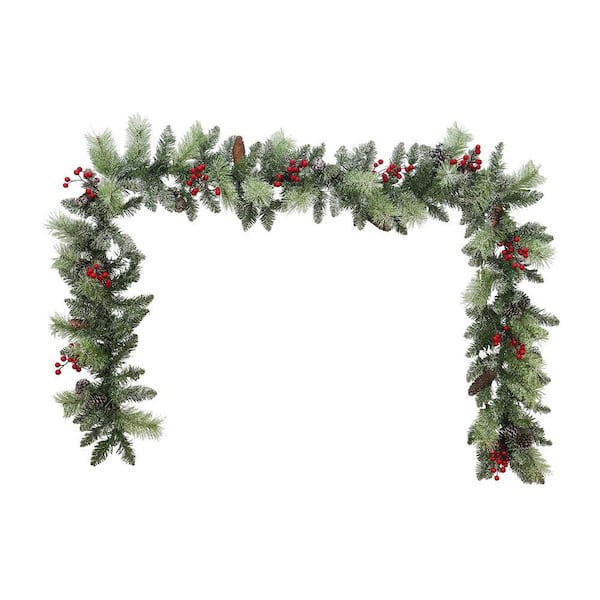 9 Ft. Artificial Christmas Garland with Warm White LED Lights