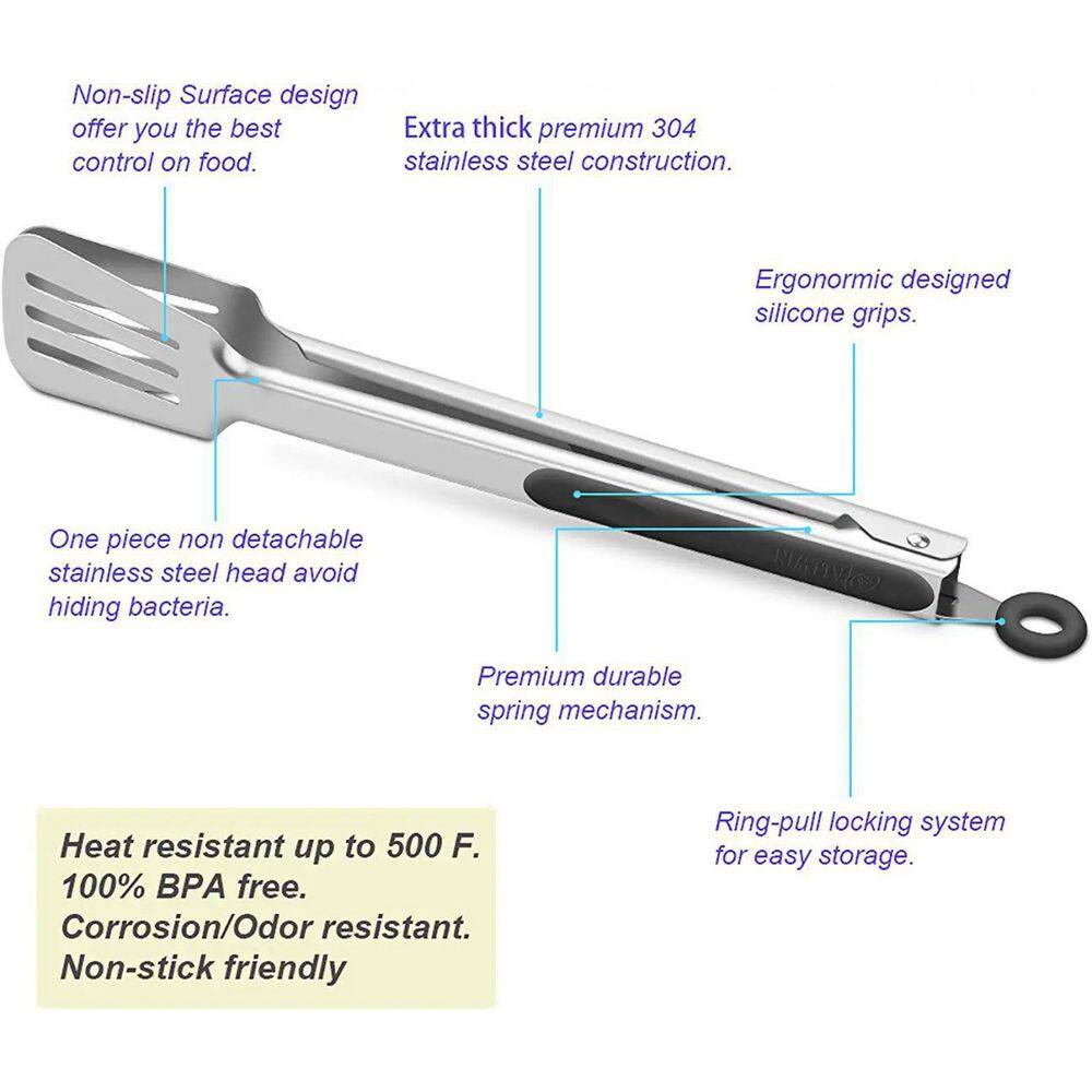 Premium Stainless Steel Heat-Resistant Grill Tongs with Silicone Tips