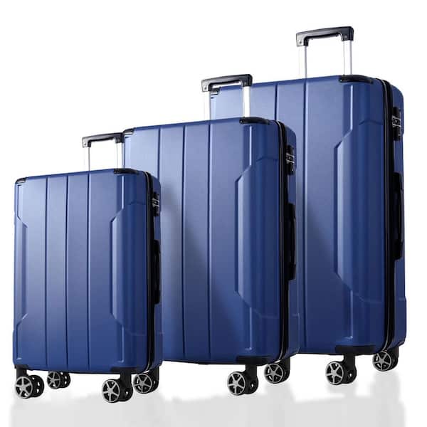 Merax Blue 3-Piece Expandable ABS Hardshell Spinner Luggage Set with TSA Lock and Reinforced Corner Bumpers