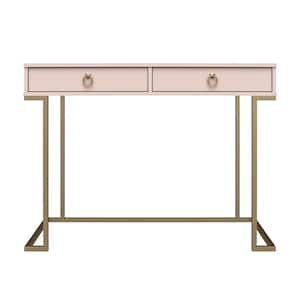 Camila 41.65 in. Pink Writing Desk with Charging Station