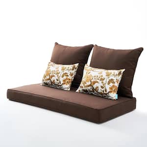 Brown 5-Pieces Outdoor Bench Replacement Cushion with 2 Lumber Pillows by for Patio Furniture