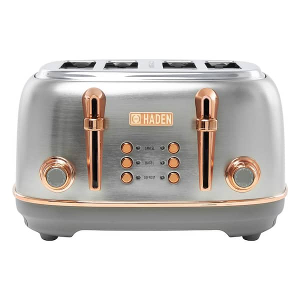 Photo 1 of ***POWERS ON***Heritage 1500-Watt 4-Slice Steel and Copper Wide Slot Retro Toaster with Removable Crumb Tray and Browning Control