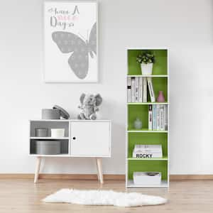 Tropika 52 in. Green/White Faux Wood 5-shelf Standard Bookcase with Storage