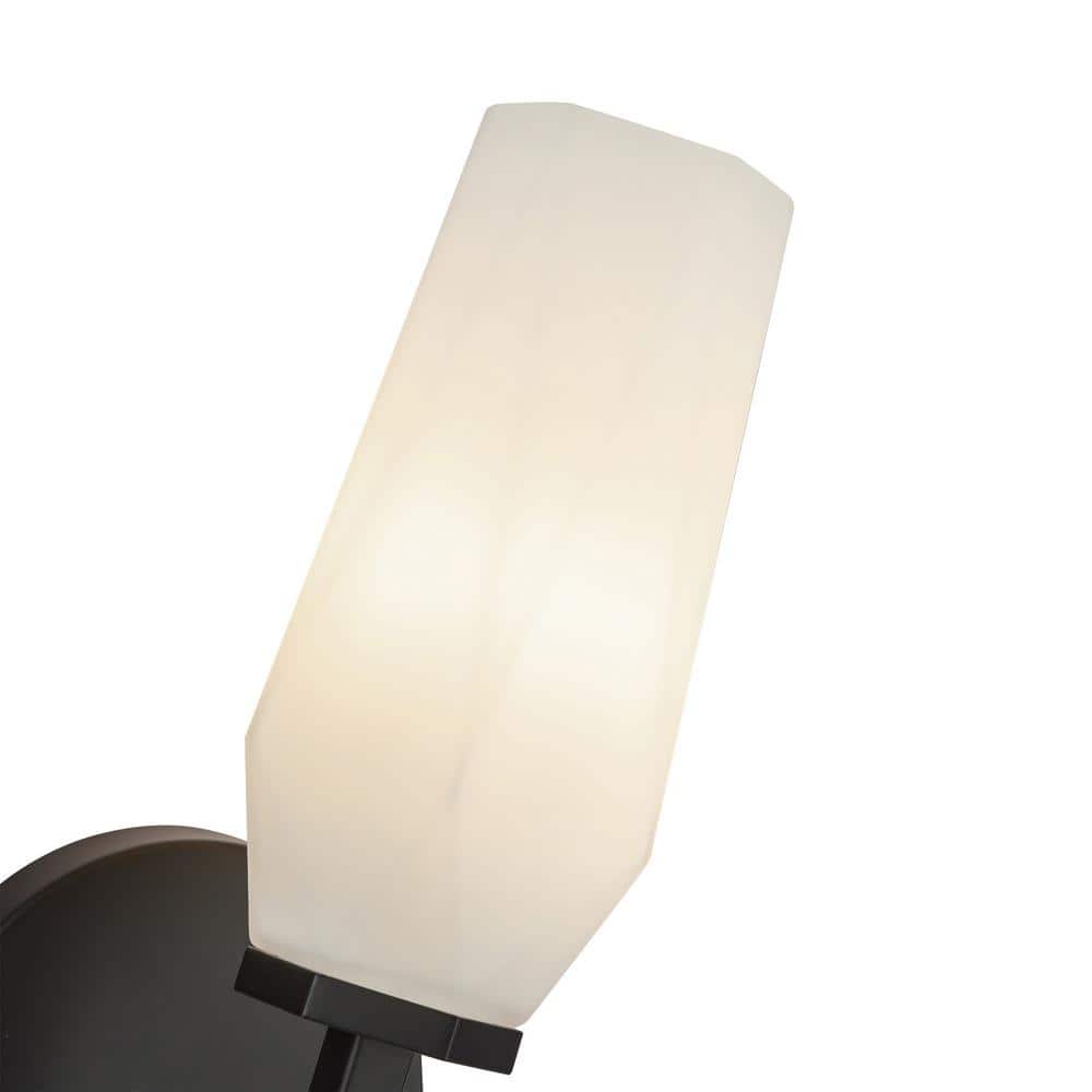 Krysta Matte Black and Opal Glass 2-Light Vanity Light