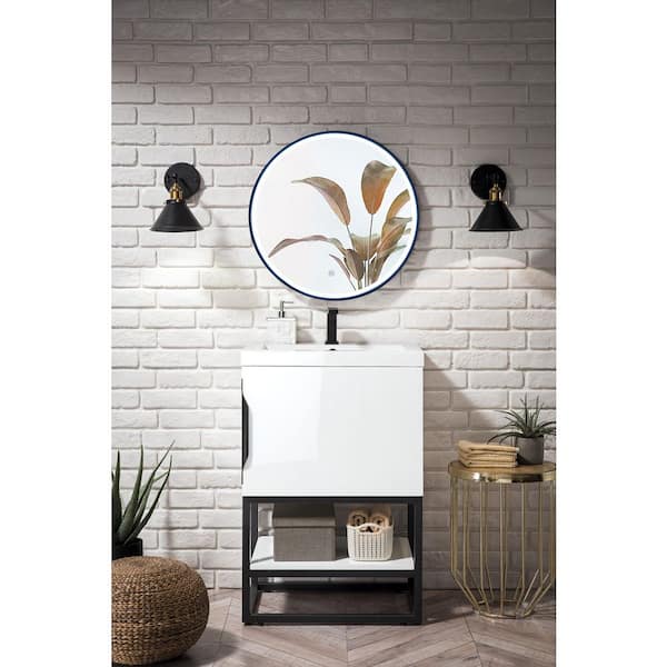 Columbia 23.6 in. W x 18.1 in. D x 16.9 in. H Single Bath Vanity Cabinet without Top in Glossy White