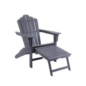 Gray Plastic Adirondack Chair with Footrest