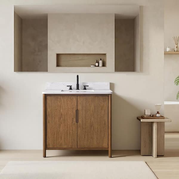 OrangeOne 36 in. W Single Sink Freestanding White Bath Vanity with