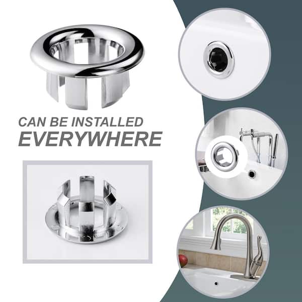 12-Pack Sink Overflow Ring Covers - Silver ABS Trim For Bathroom & Kitchen Sink Holes (22-24mm)