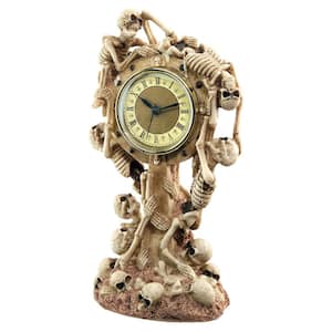 11 in. x 6 in. Skeleton Crew Sculptural Mantle Clock