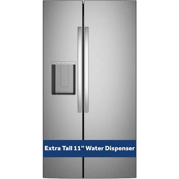 27.9 Cu. Ft. Side-By-Side Refrigerator in Stainless Steel with Extra Tall Water Dispenser and In-Door Icemaker