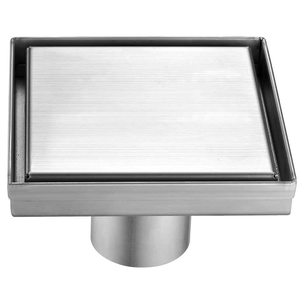 5.25'' Square Brushed Stainless Steel Shower Drain