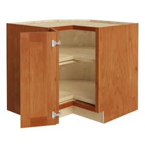 Hargrove Cinnamon Stain Plywood Shaker Assembled Lazy Suzan Corner Kitchen Cabinet Sft Cls 24 in W x 24 in D x 34.5 in H