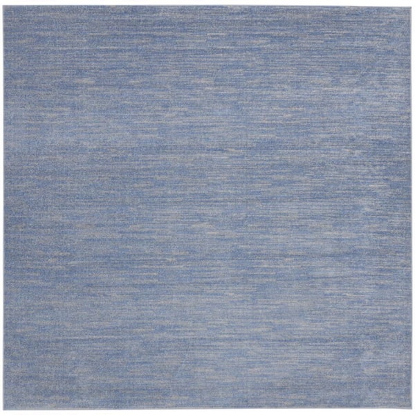 Blue, Gray 9 ft. x 9 ft. Woven Polypropylene Indoor/Outdoor Area Rug