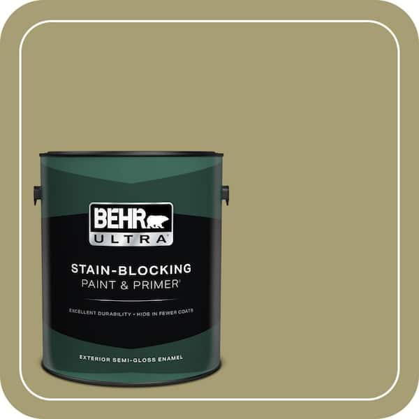 BEHR ULTRA 1 gal. #PPU9-04 Fresh Olive Semi-Gloss Enamel Exterior Paint & Primer