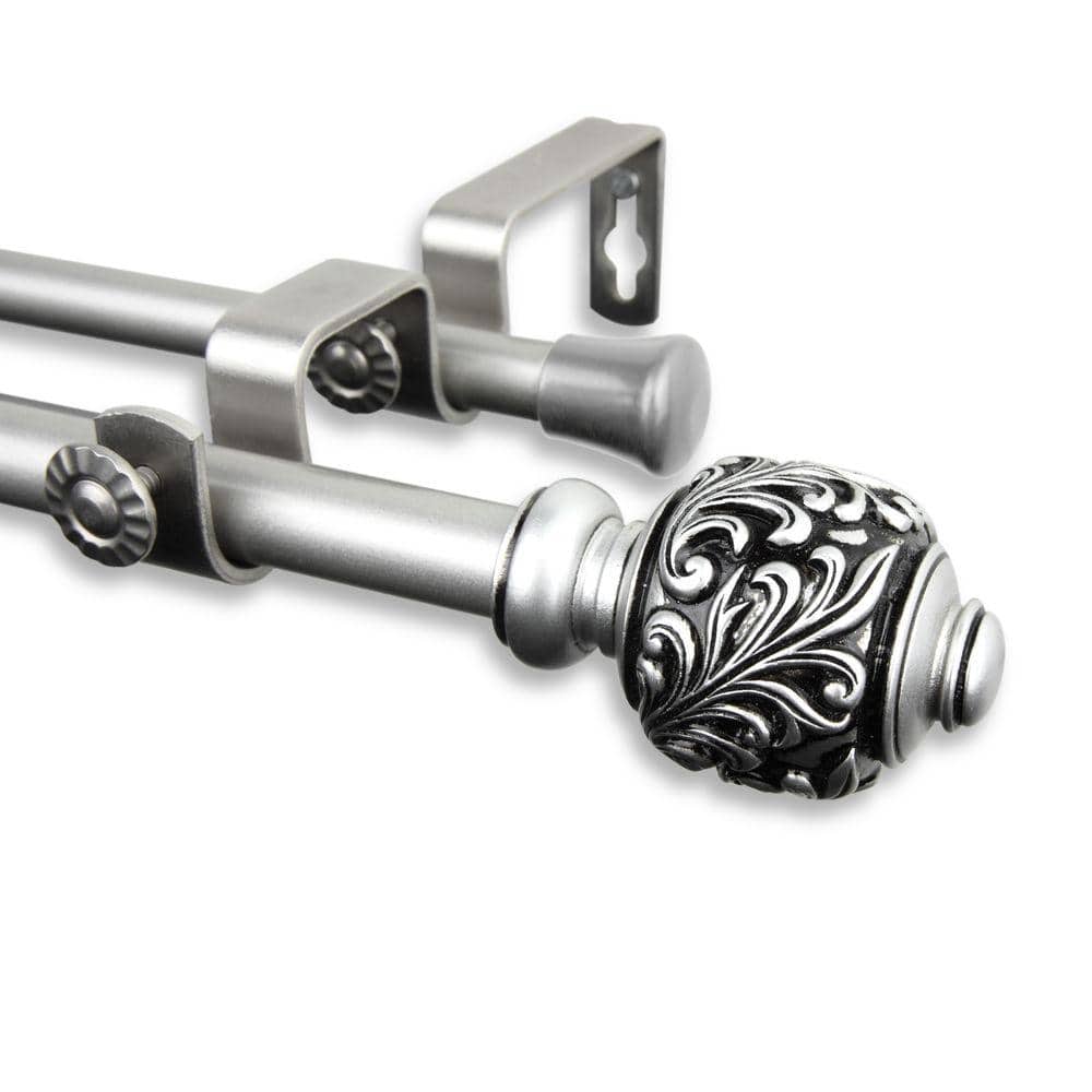 28 in. - 48 in. Telescoping 5/8 in. Double Curtain Rod Kit in Satin Nickel with Tilly Finial price history on PriceWatchPro