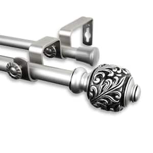 28 in. - 48 in. Telescoping 5/8 in. Double Curtain Rod Kit in Satin Nickel with Tilly Finial