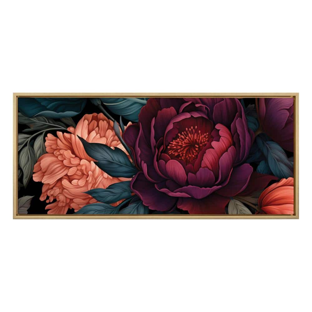 Dark Academia Jewel Tones Floral Canvas Print with Frame