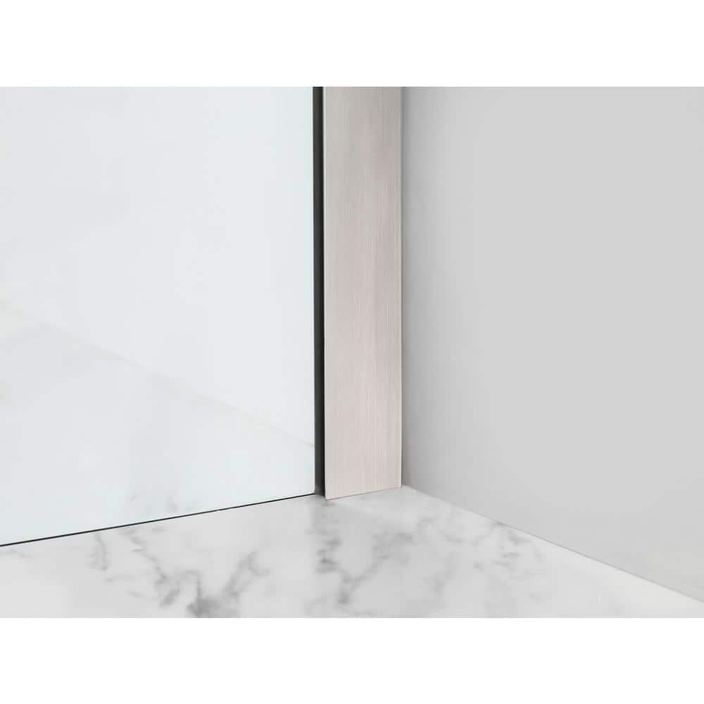 Coraline XL Frameless Sliding Shower Enclosure with Clear Glass and Stainless Steel
