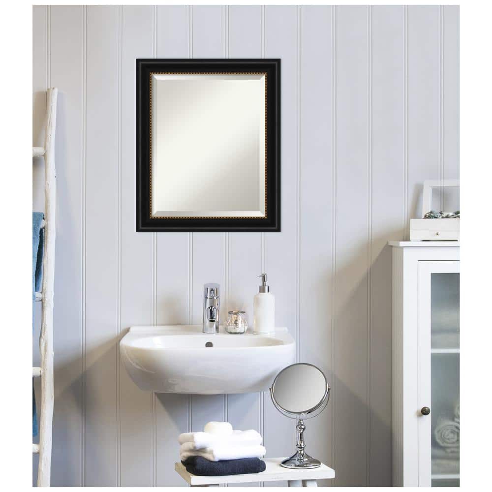 24" x 20" Black and Gold Rectangular Bathroom Mirror