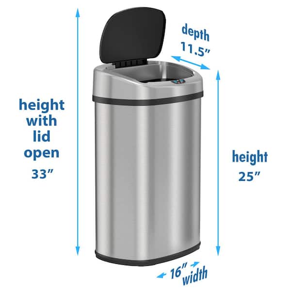 SensorCan 13 Gal. Oval Stainless Steel Automatic Sensor Kitchen Trash Can  with Power Adapter OSC13SBSAC - The Home Depot