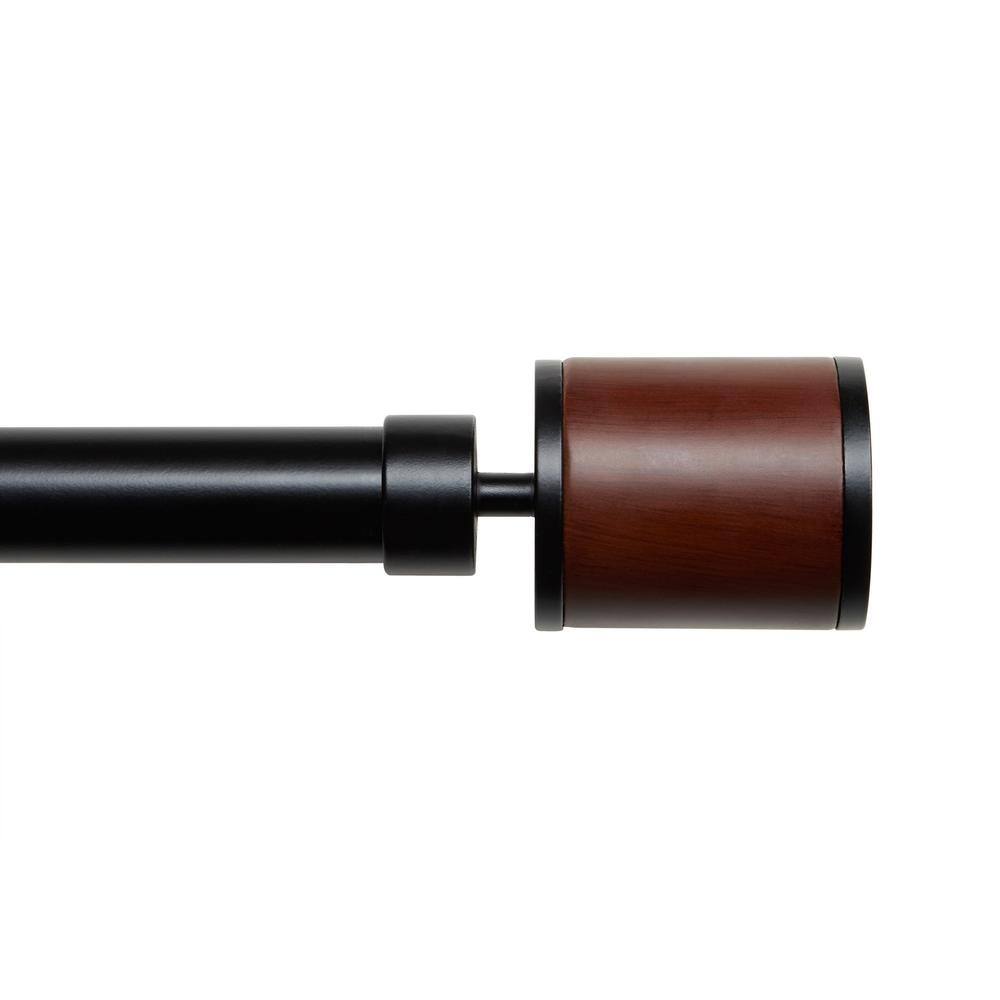 Rimini 35 in. - 66 in. Adjustable Length 1 in. Single Curtain Rod Kit in Black with Round Finial price history on PriceWatchPro