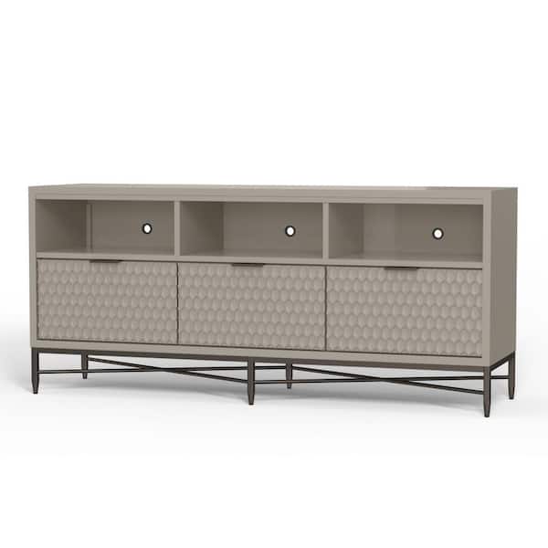 Benjara 64 in. Gray and Black Wood TV Stand Fits TVs up to 70 in. with 3-Drawers